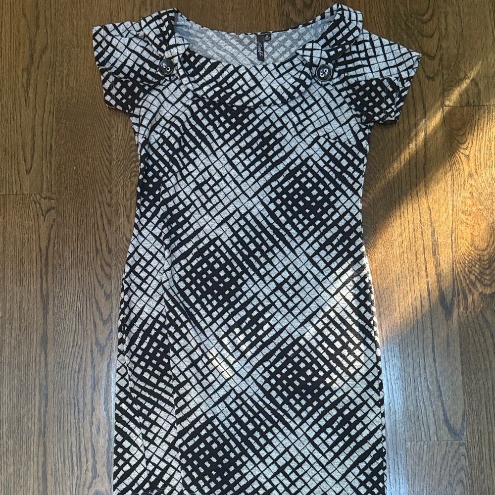 Essentials Black and White Geometric Mini Dress